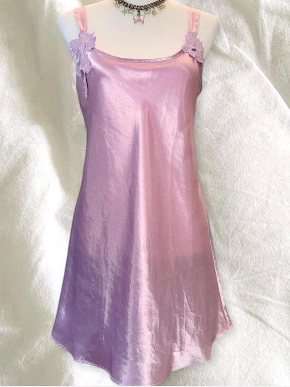 Unique Vintage Light Pink Satin Chemise